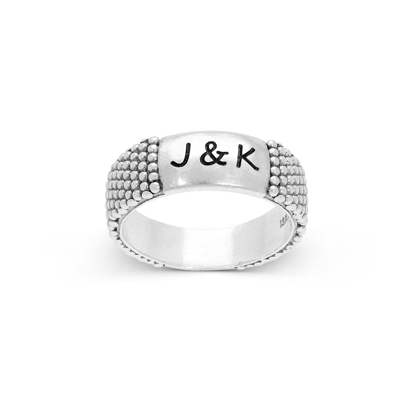 Personalized Beaded Texture Initial Ring