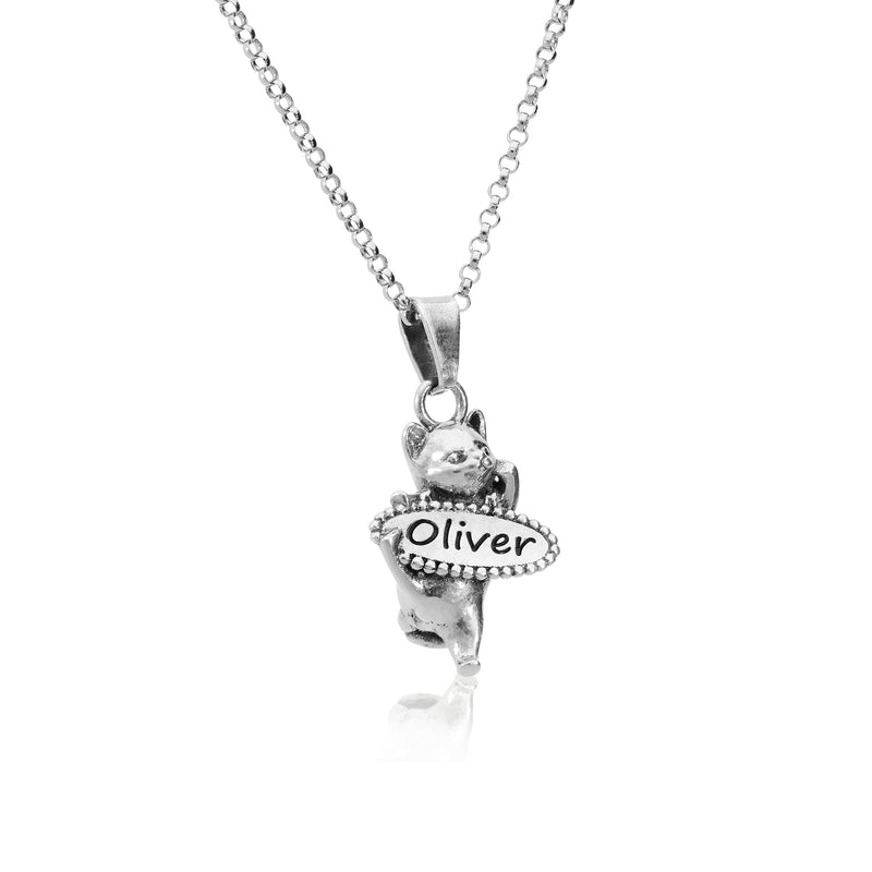 Personalized Cat Name Pendant Necklace Sterling Silver