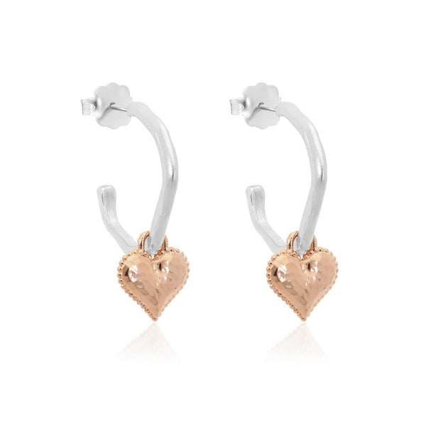 Heart Charm Amorphic Hoop Earrings