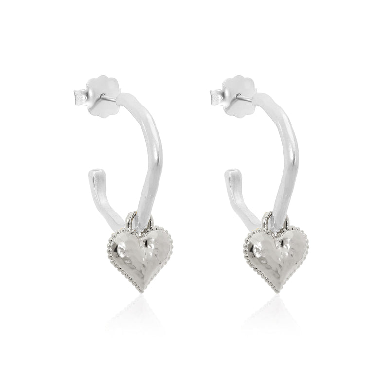 Heart Charm Amorphic Hoop Earrings