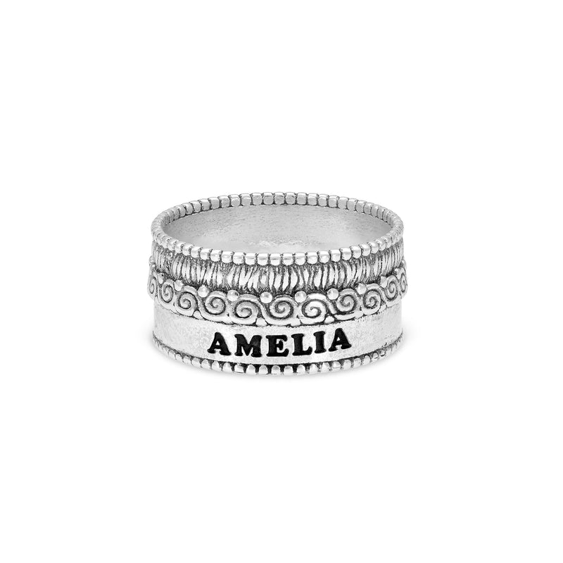 Engravable Textured Name Ring