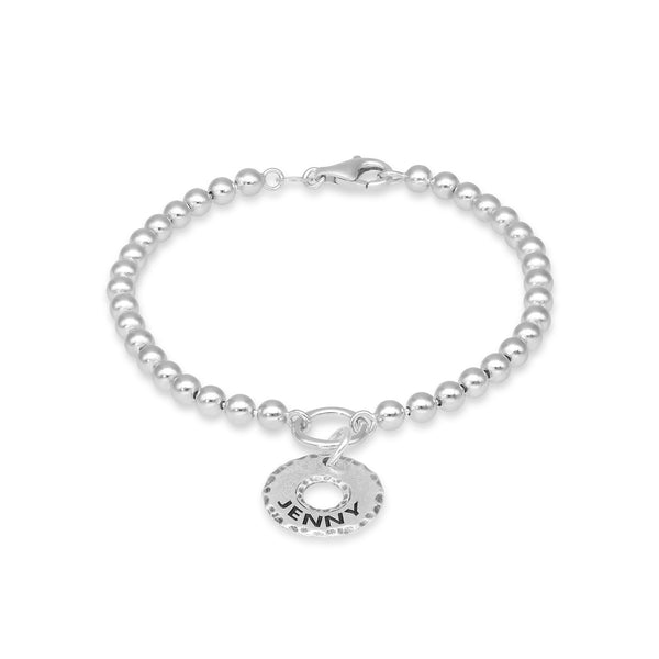 4mm Engravable Charm 4mm Solid Beads Bracelet