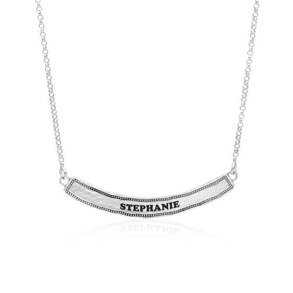 Personalized Curved Bar Name Necklace