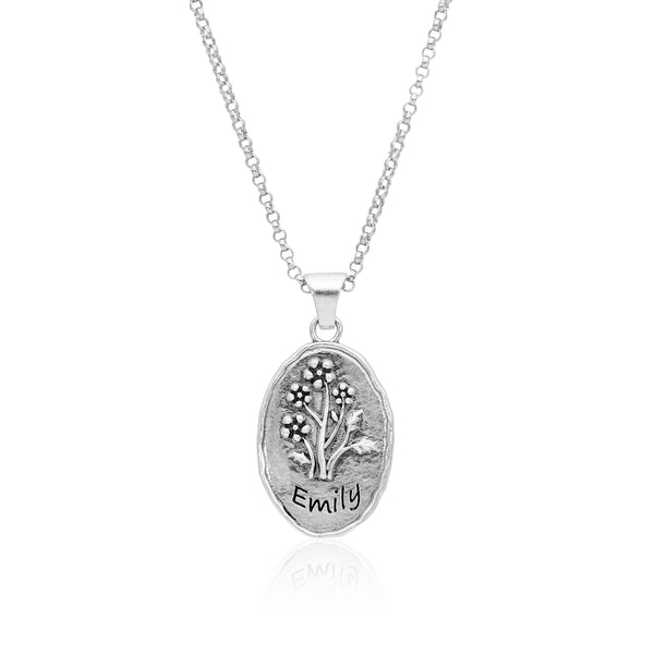 Personalized Floral Pendant Necklace