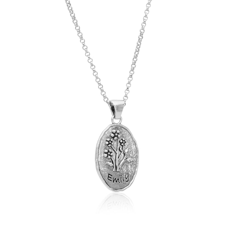 Personalized Floral Pendant Necklace