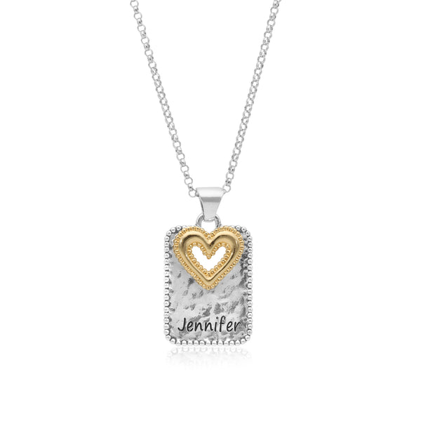 Personalized Two Tone Heart Tag Necklace