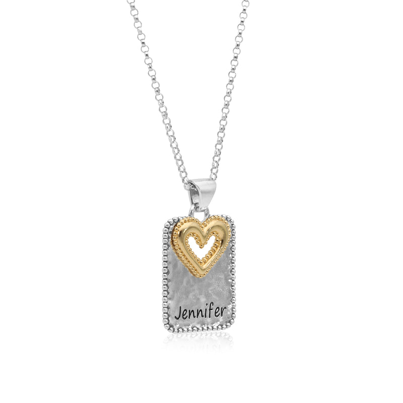 Personalized Two Tone Heart Tag Necklace
