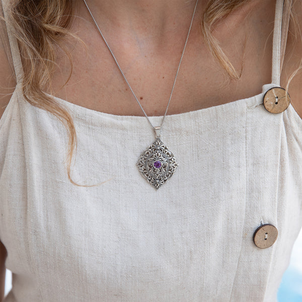 Lace Filigree Gemstone Statement Necklace