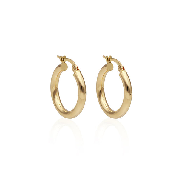 Solid Gold Chunky Tube Hoop Earrings