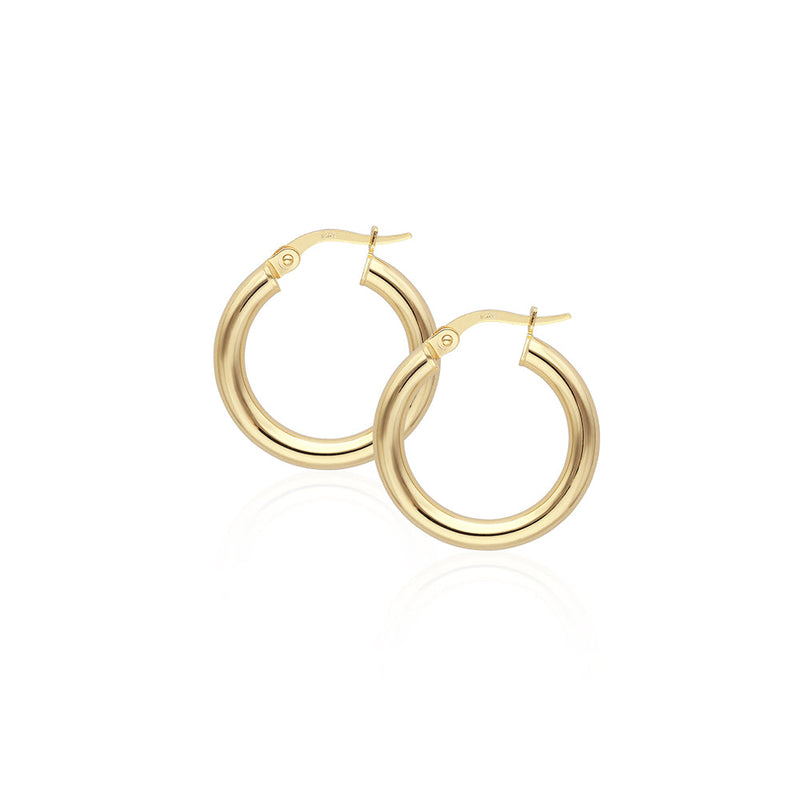 Solid Gold Chunky Tube Hoop Earrings