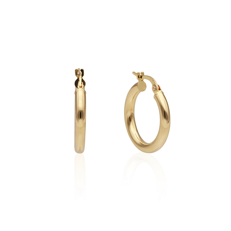 Solid Gold Chunky Tube Hoop Earrings