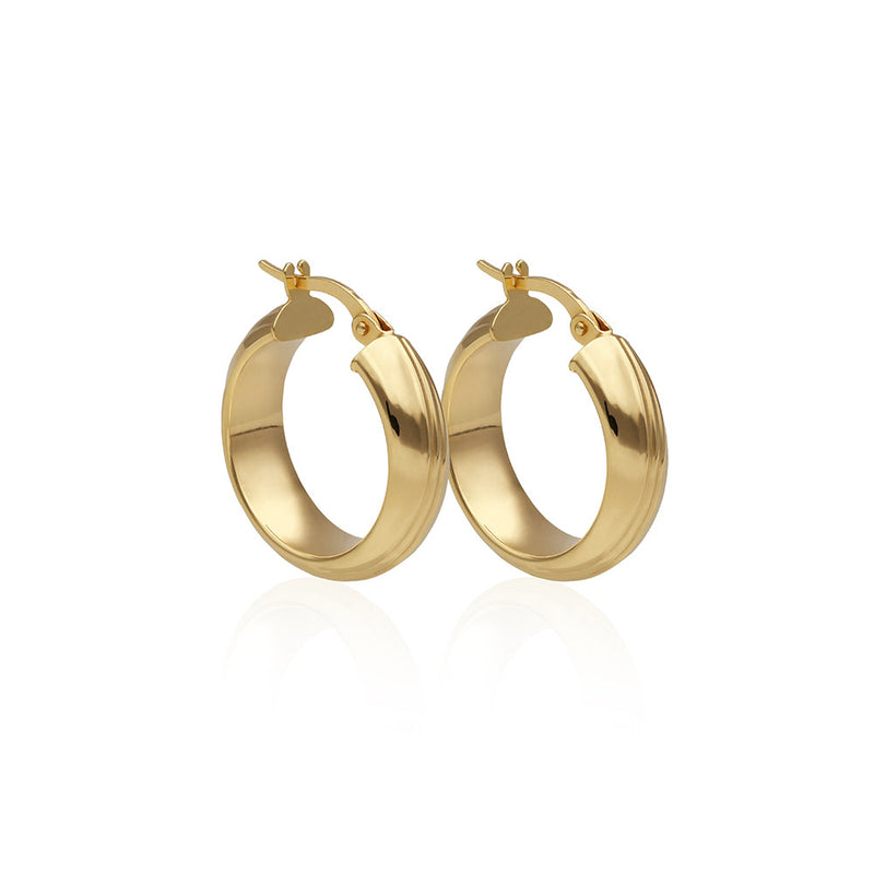 Solid Gold Twist Texture Hoop Earrings