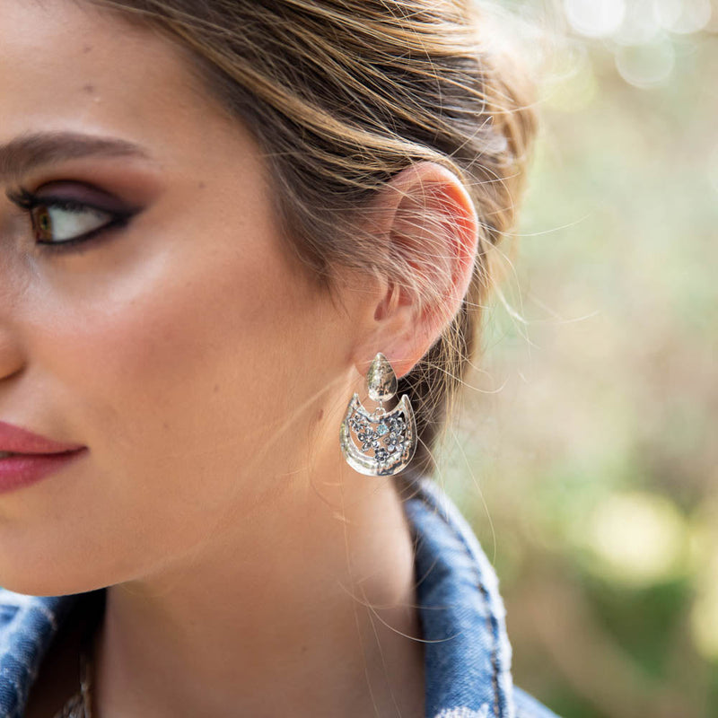 Gemstone Flower Earrings