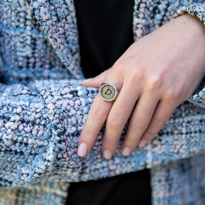 Sterling Silver Engravable Round Signet Ring - Danny Newfeld Collection