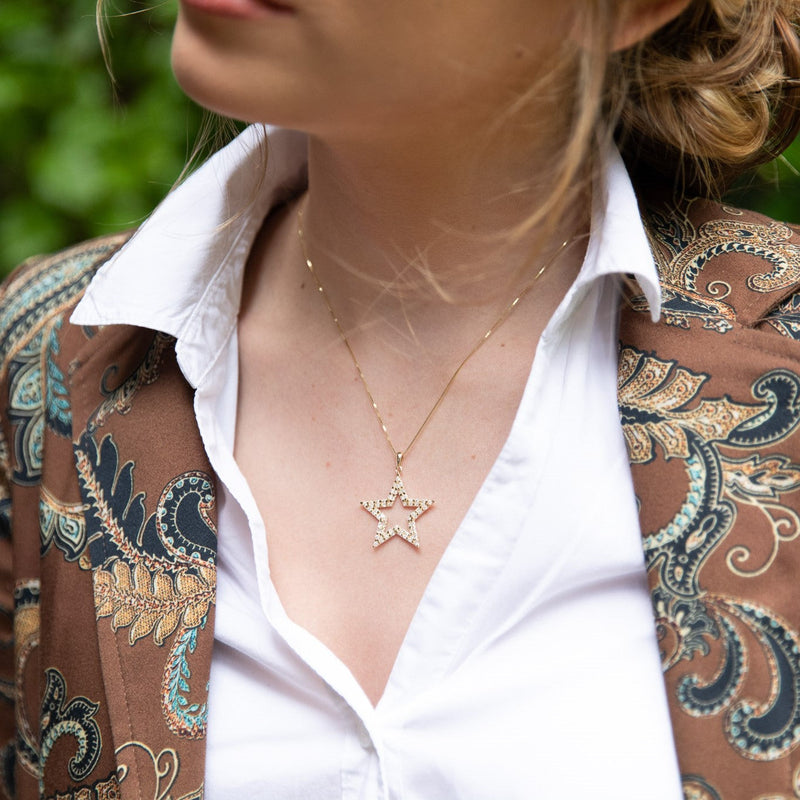 Gold Star 0.5cctw Diamond Pendant Necklace