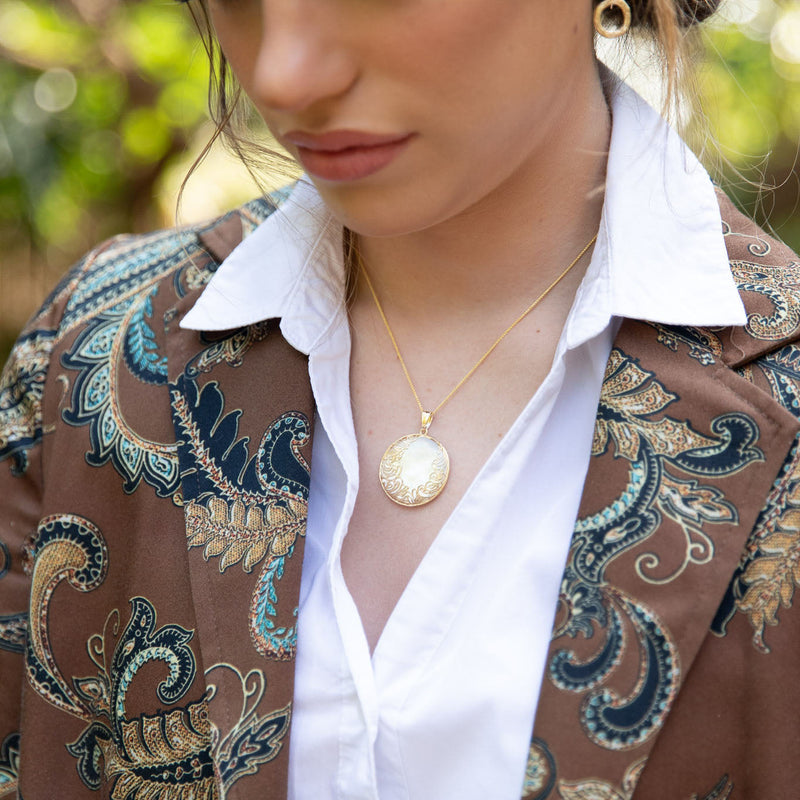 Pearl Pendant Necklace Solid Gold