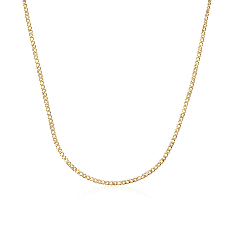 14K Solid Gold Curb Chain Necklace