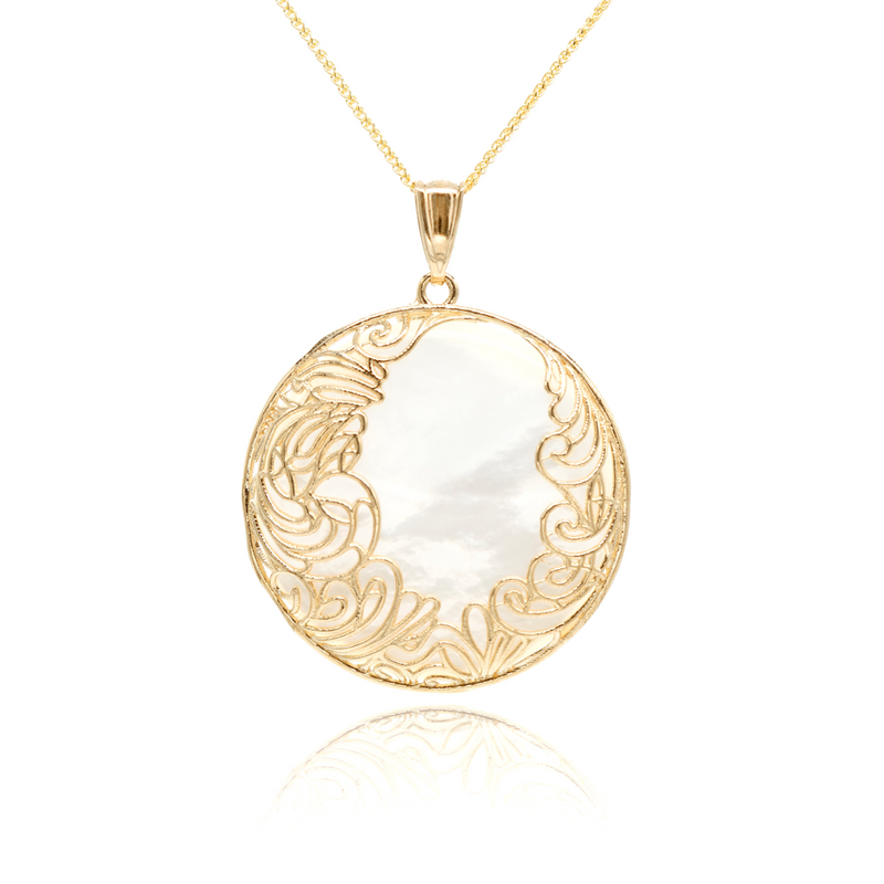 Pearl Pendant Necklace Solid Gold