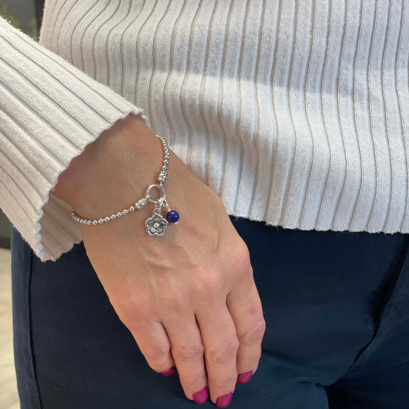 Mallow Floral and Lapis Lazuli stretch bracelet