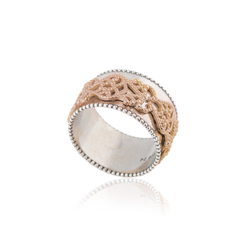 Two-Tone Filigree Spinner Ring