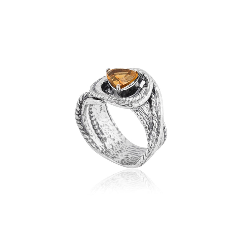 Trillion-Cut Gemstone Ring in Sterling Silver - dannynewfeld
