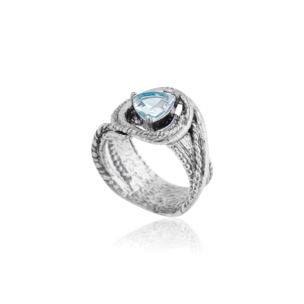 Trillion-Cut Gemstone Ring in Sterling Silver - dannynewfeld