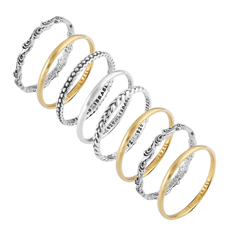 Sterling Silver Stack Rings - Set of 8 - dannynewfeld
