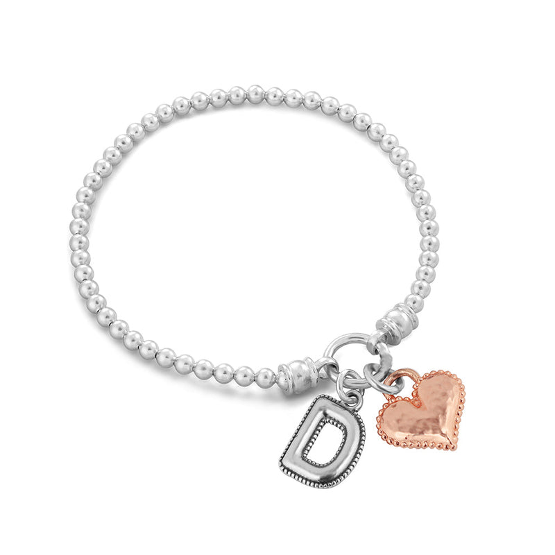 Stretch Charm Bracelet with Heart and Alphabet Charms - dannynewfeld